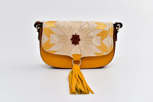 Bicolor Ittô mini Crossbody Bag - Mustard & brown