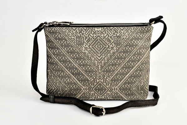 FAY Triple -zip Crossbody Bag - Sparkle gray