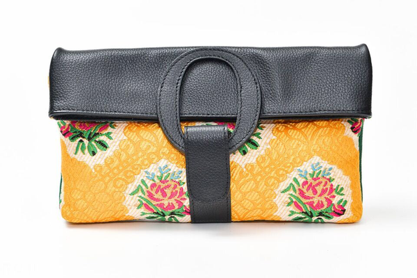 Casablanca Foldover Clutch - Black /Green