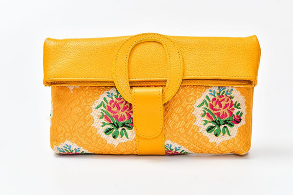 Casablanca Foldover Clutch - Yellow