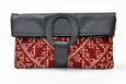 Casablanca Foldover Clutch - Burgundy woven Fabric