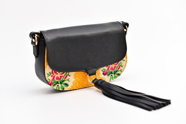 Ittô Mini Crossbody Bag - Vintage Flower Yellow Fabric