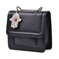 1914 Nelia Medium Shoulder Bag - Black Red Stone Khamsa