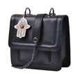 1914 Nelia Medium Shoulder Bag - Black Red Stone Khamsa