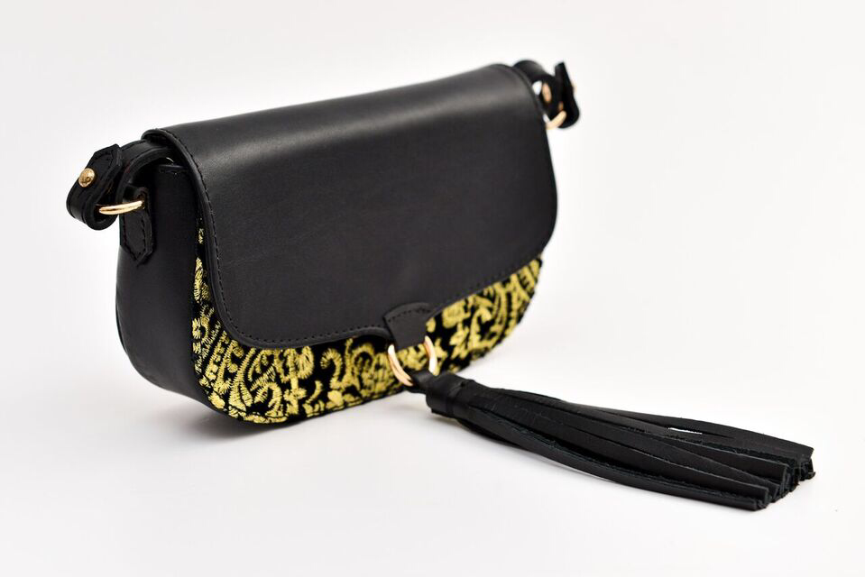 Ittô Mini Crossbody Bag - Gold Embroidery Fabric